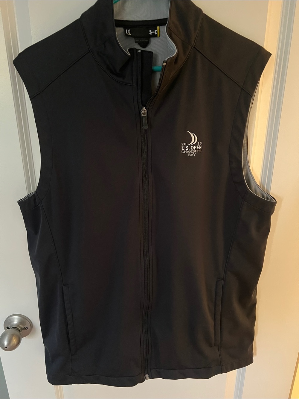 Under Armour Black Sleeveless Zip Vest with U.S. Open Logo